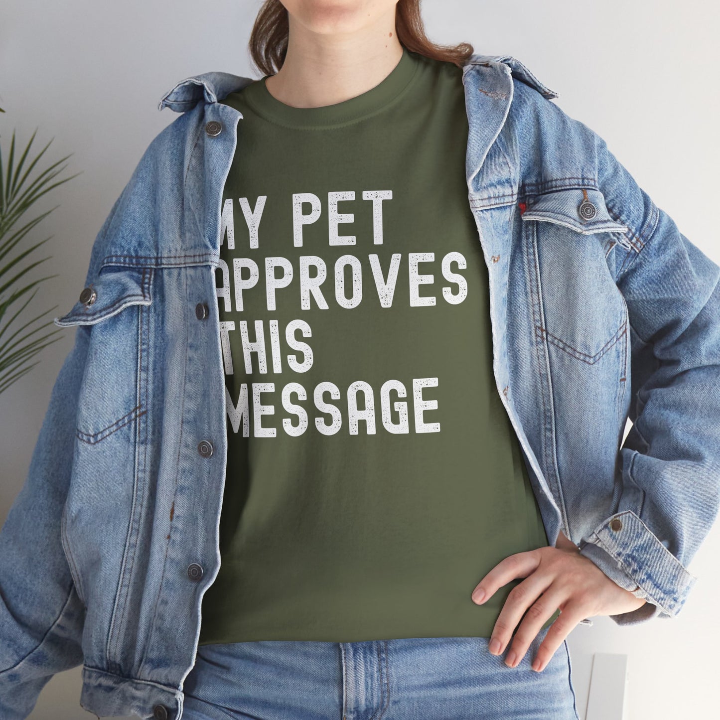 Unisex Heavy Cotton Tee with Pet Approval Message, Funny Pet Lover Gift, Casual Animal Lovers Tee, Gift for Pet Owners