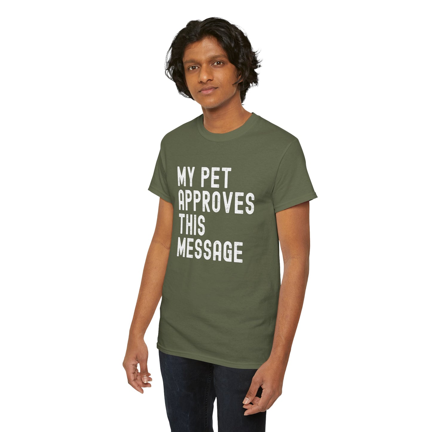 Unisex Heavy Cotton Tee with Pet Approval Message, Funny Pet Lover Gift, Casual Animal Lovers Tee, Gift for Pet Owners