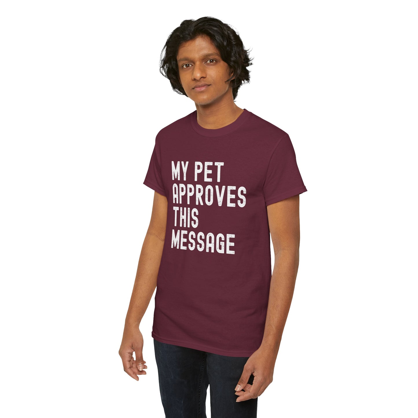 Unisex Heavy Cotton Tee with Pet Approval Message, Funny Pet Lover Gift, Casual Animal Lovers Tee, Gift for Pet Owners