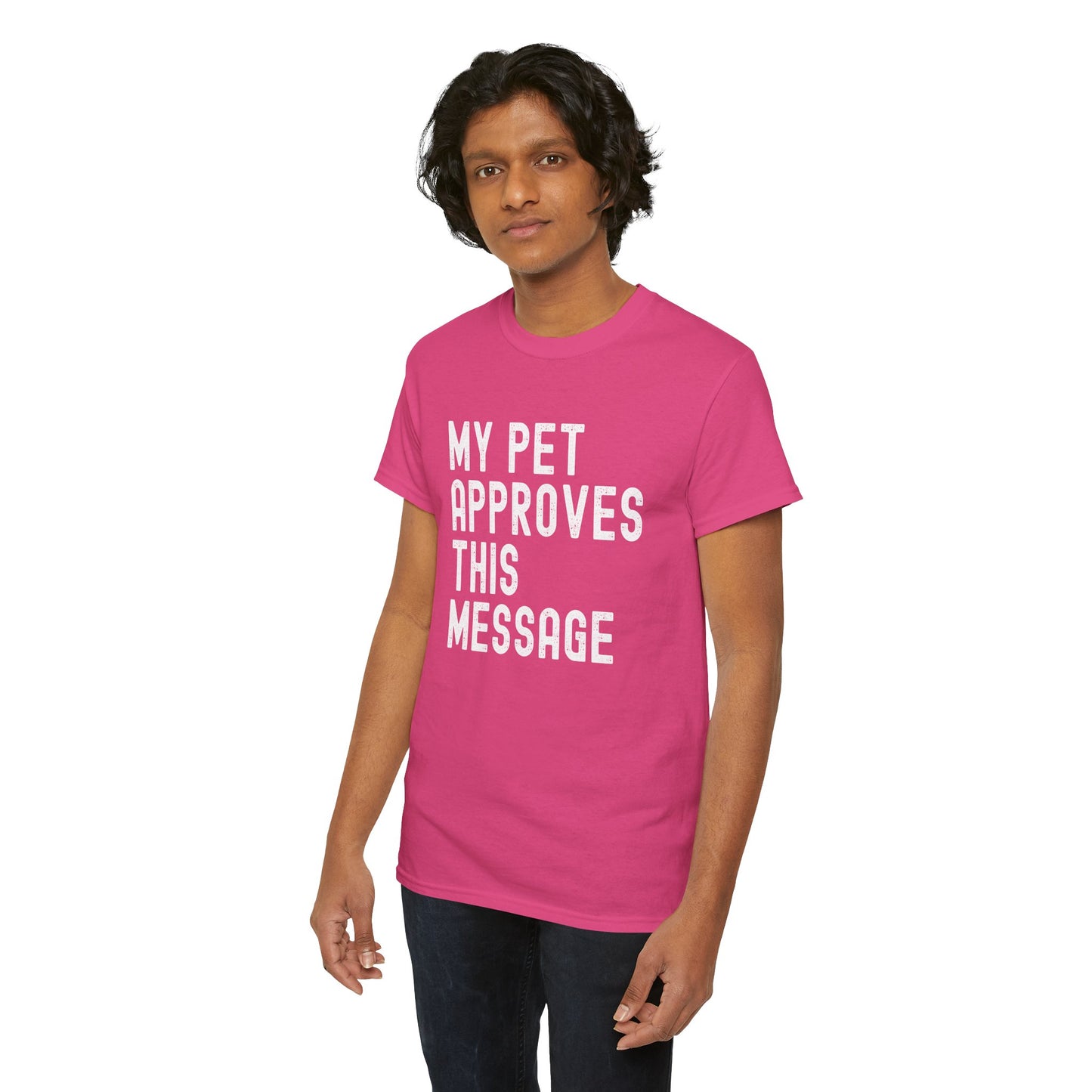 Unisex Heavy Cotton Tee with Pet Approval Message, Funny Pet Lover Gift, Casual Animal Lovers Tee, Gift for Pet Owners