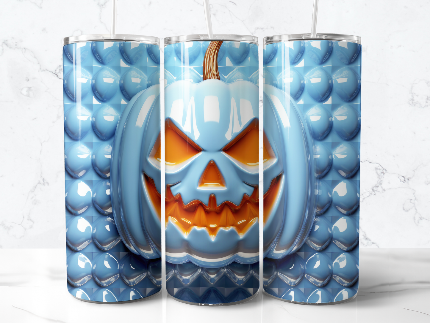 Glowing Blue Jack-o-Lantern 20 oz Tumbler