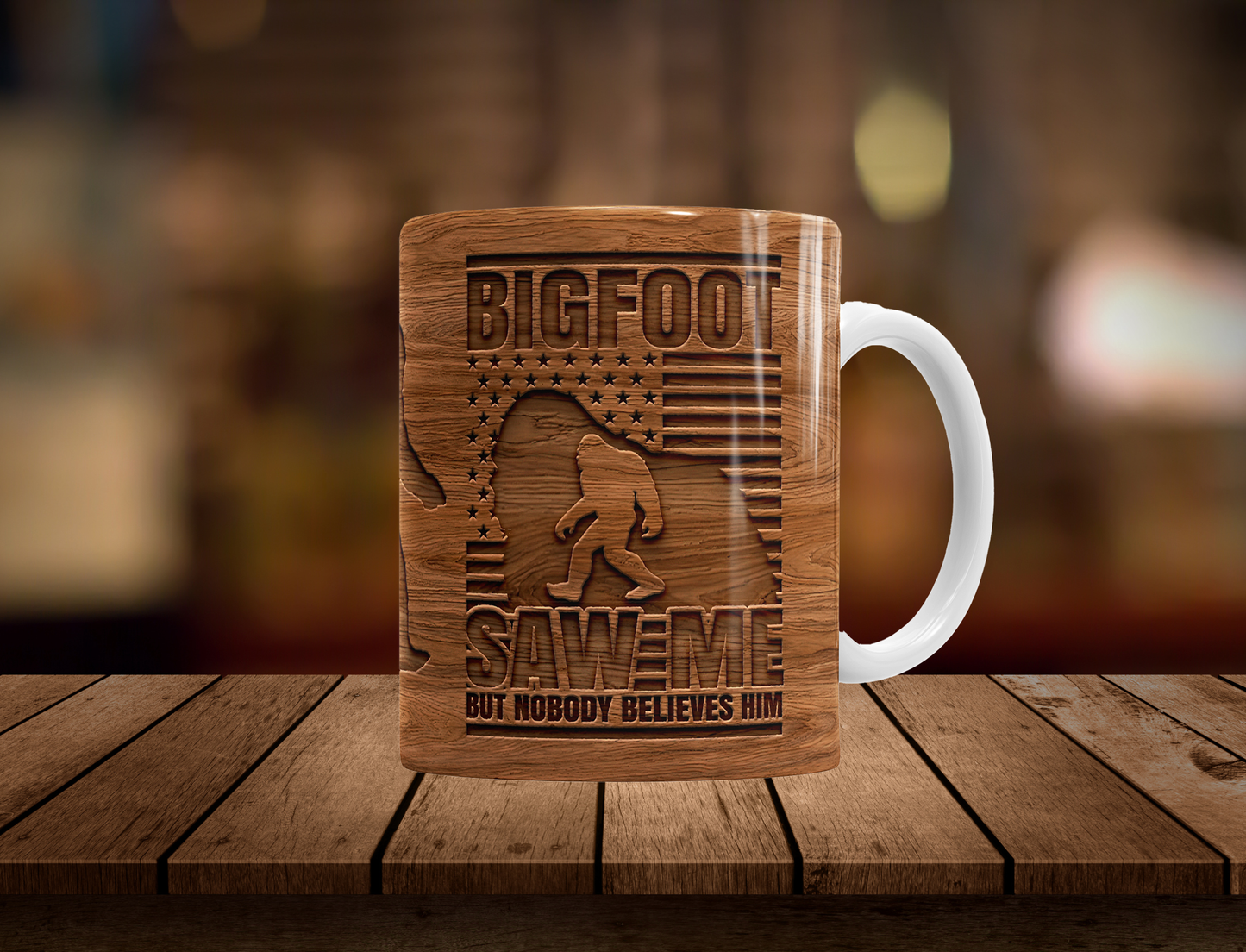 15 oz Bigfoot Wood Carved Style Coffee Mug