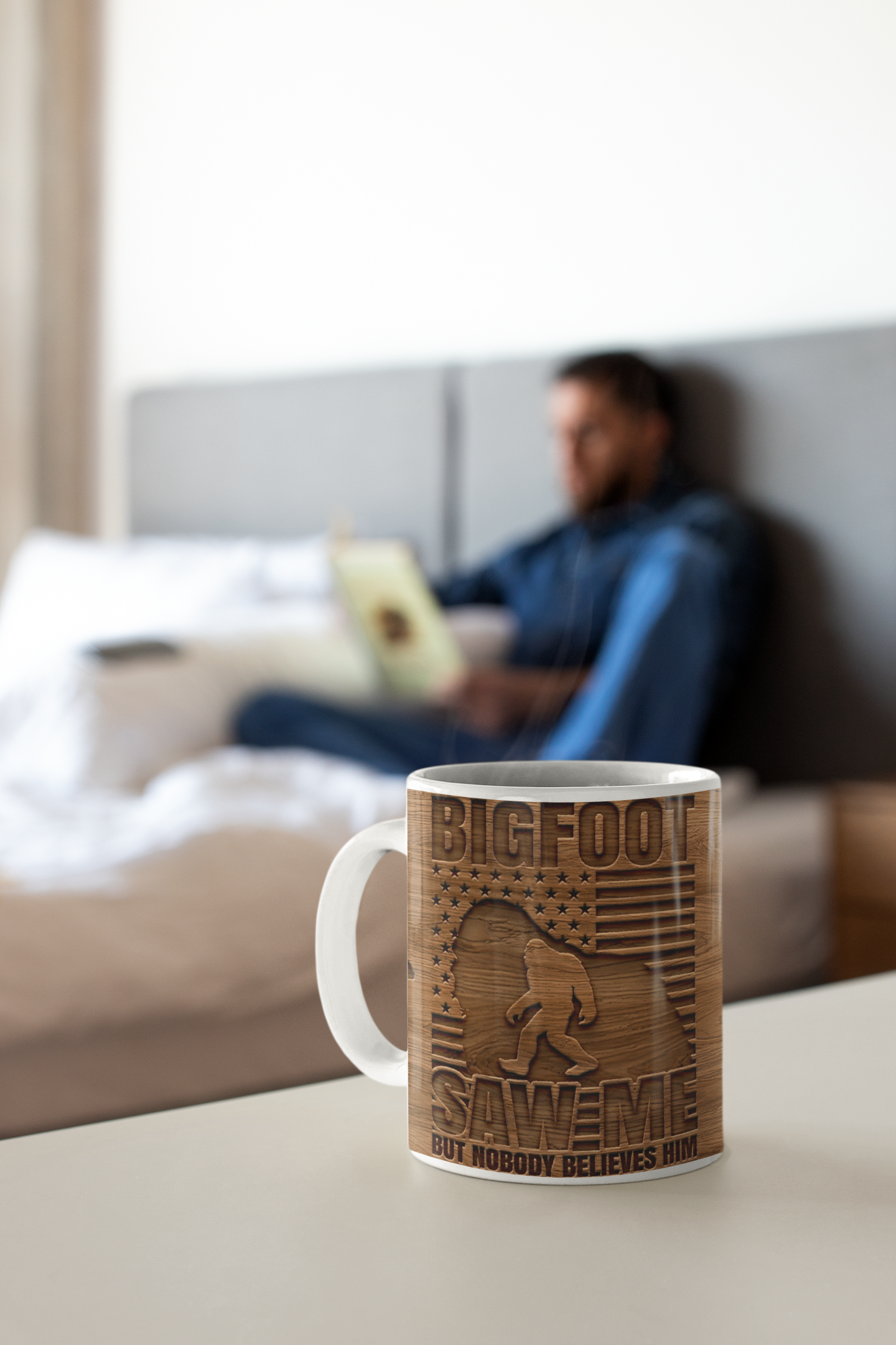 15 oz Bigfoot Wood Carved Style Coffee Mug