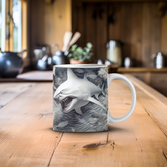 3D White Shark 15 oz Mug