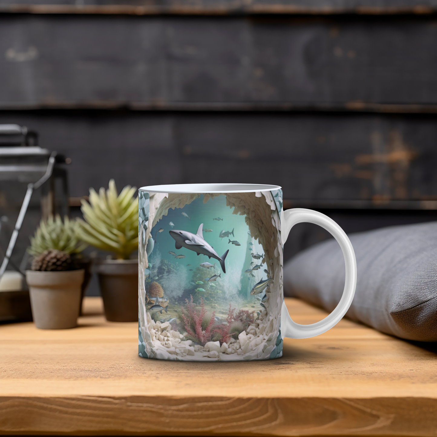 3D White Shark #3 - 15 oz Mug